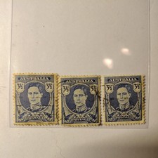 King George VI Definitive Issue 3½d Blue King George VI (C of A) Gem block of 3