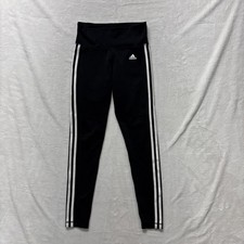Adidas Climalite Womens Small Black White Striped High Waisted Leggings Yoga Gym