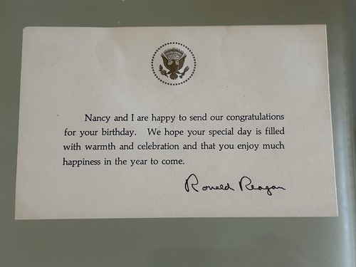 Signed Stamped From White House 1984 Ronald Nancy Reagan Birthday Card! - Picture 4 of 5
