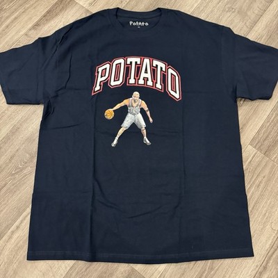 Imran Potato Men's XL Navy Blue Basketball Jason Kidd Cotton T-Shirt Crew Neck