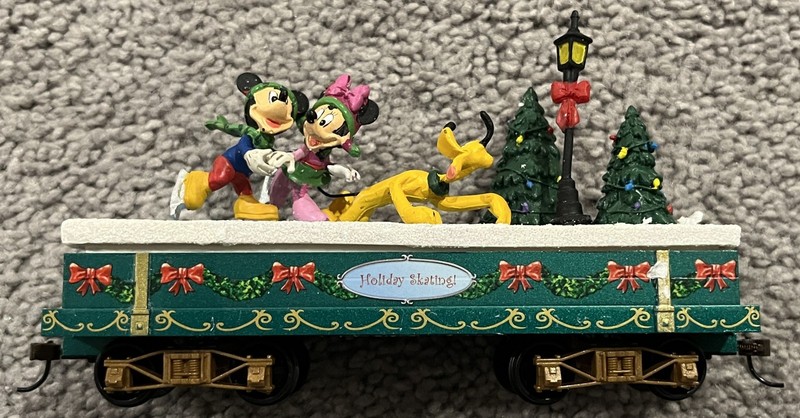 Disney Hawthorne Village Holiday Skating Gondola w/COA, Mickey, Minnie & Pluto.