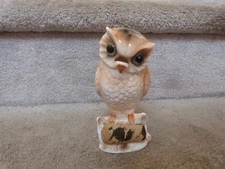 VINTAGE Ardalt Lenwile Ceramic Sewing Pin Cushion Scissors Holder Figural OWL 6"