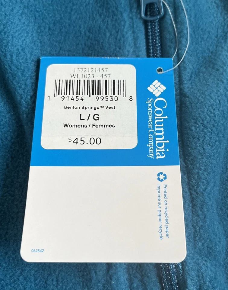 Chaleco polar Columbia talla L para mujer azul poliéster bolsillos con cremallera exterior nuevo con etiquetas Foto 4 de 4