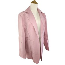 Women's Casual Long Blazer Cardigan Long Sleeve Jacket Open Front Pockets Size L