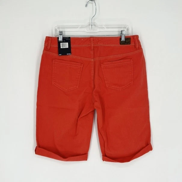 Pantalones Cortos Tommy Hilfiger Para Mujer 12 Naranja Tiro Medio Dobladillo Puño Bermudas Elastizados Nuevos con Etiquetas Foto 2 de 2