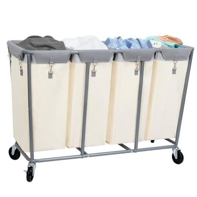  Commercial Laundry Hamper with Heavy Duty Steel Frame, 330 L 4 Section