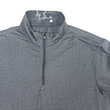 Greyson Golf Pullover Sweater Mens Large Gray Herringbone Quarter Zip Stretch