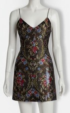 Alice + Olivia Women's Black Tayla V Neck Lined Jacquard Mini Dress Size 2