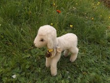 Uraltes großes Steiff Lamby Lamm Schaf KFS + Glocke + Schleife