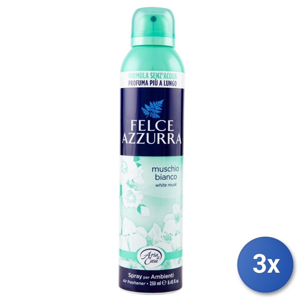 3x Blue Fern House Spray 250 Ml. White Musk Deodorant
