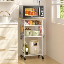 Rolling Kitchen Microwave Cart, 4 Tier Microwave Table Stand with Storage, Kitch