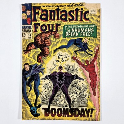 FANTASTIC FOUR #59 - DR. DOOM INHUMANS BLACK BOLT SILVER SURFER 1967 MARVEL