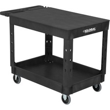 Industrial Service Utility Cart Plastic 2 Flat Black Shelf 44  x 25-1/2  5"