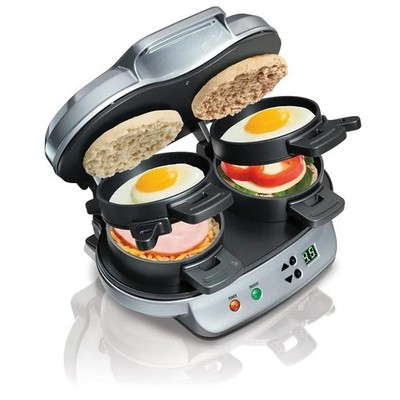 Hamilton Beach Dual Breakfast Sandwich Maker W/Timer 25490A Open Box, Never Used