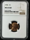 1946  1C RD  Lincoln Wheat One Cent NGC MS65RD   6263179-004