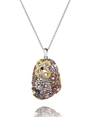 Fei Liu Floret Openwork Pendant Gold Plated Sterling Silver Multicolour CZ