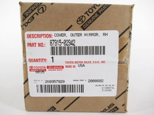 Genuine OEM Toyota 87915-02942 Passenger RH Side Mirror Cover 2014-2019 Corolla