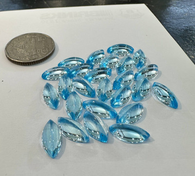 Natural Sky Blue Topaz Marquise Cabochon Gemstone for Jewelry Making 6x12mm
