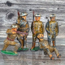 Lot 5 Vtg Manoil Lead Soldiers -30s U.S. Army Figures w/ Riflemen  Seated 72