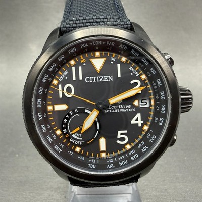 Citizen Satellite Wave GPS Watch 45mm Black Dial Black Tone Date Round Works