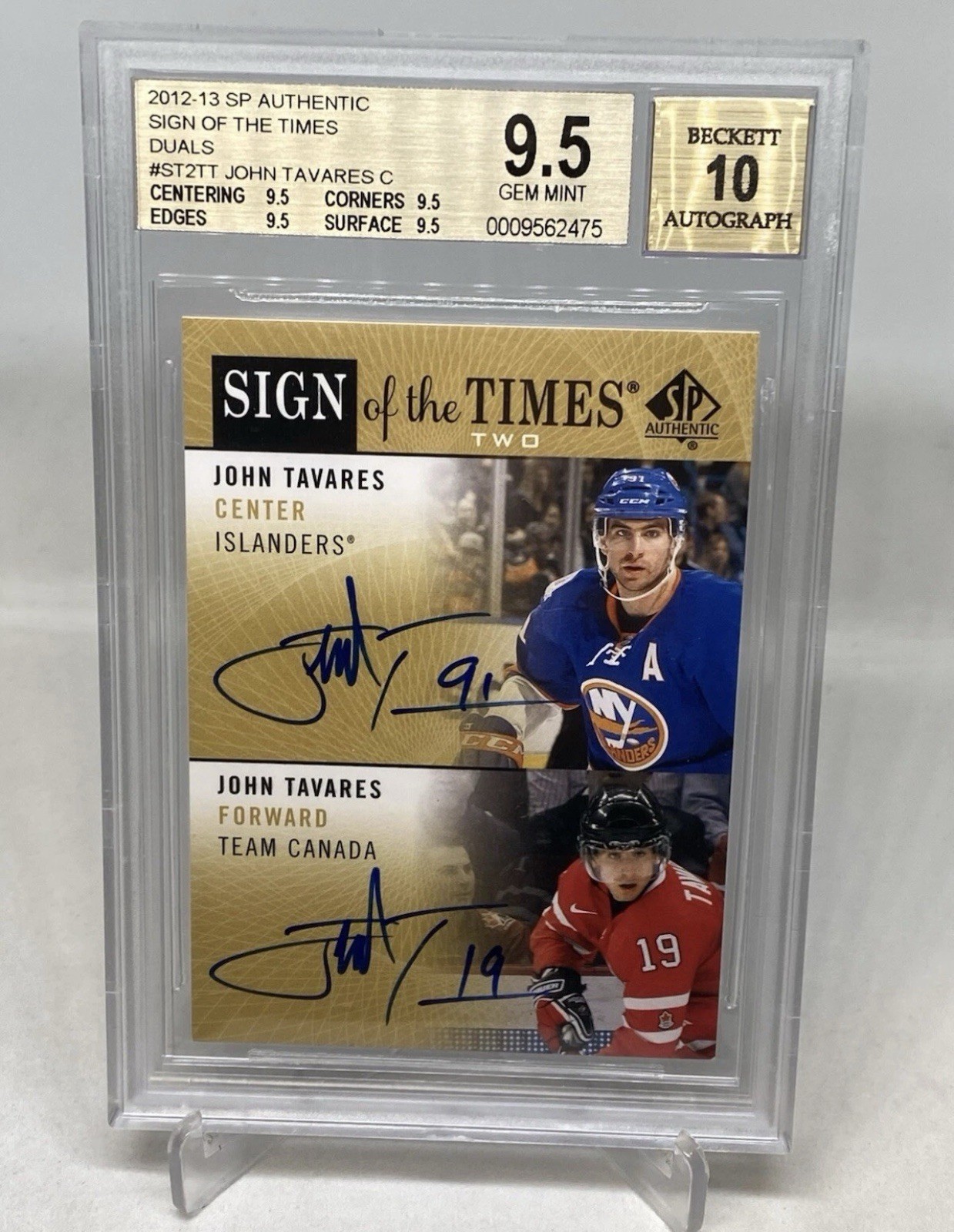 2012 SP Authentic Times TWO DUALS AUTO JOHN TAVARES BGS 9.5/10 POP 3
