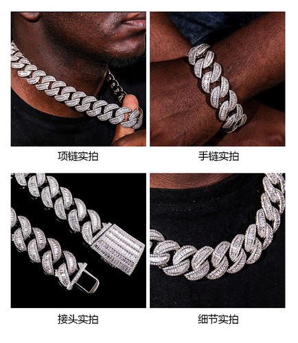 Moissanit Kubakette Halskette Armband Herren 925er Massivsilber Zertifiziert A A - Bild 29 von 44