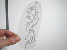 vtg 1960s 1970s Tattoo Flash acetate stencil Snake Wrapping Sword signed KN3/4