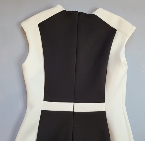 CALVIN KLEIN BLACK AND WHITE COLOR BLOCK SHEATH DRESS US SIZE 6 - Picture 4 of 8