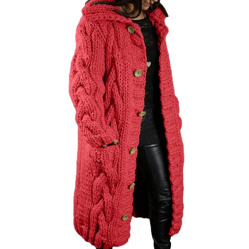 Ladies Loose Chunky Overcoat Women Cable Knitted Winter Baggy Cardigan Sweater - Picture 13 of 72