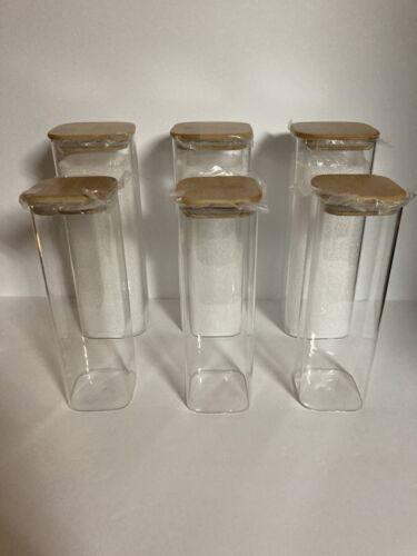 Glass Food Storage Jars Saiool Set Of 6 With Bamboo Lid