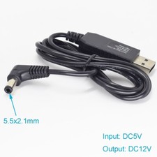 1pc 3.3ft/1M USB A Male 5V to 12V DC 5.5x2.1mm Male Right Angle Step-Up Cable
