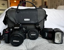 Nikon d3300 DSLR camera, 2 lenses, speed light flash and case-- all included