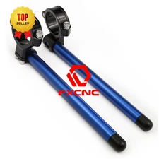 Universal Normal 47mm Motorcycle Clip-Ons Handlebar Handle Bar Clip Ons Blue CNC