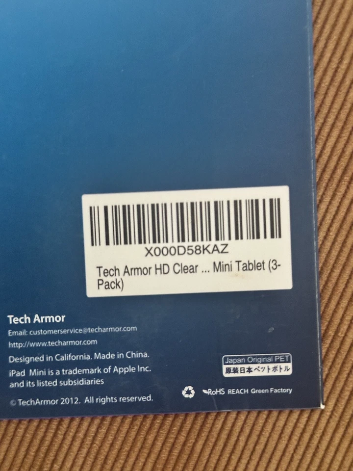 Tech Armor Screen Protector 3-Pack) for iPad Mini Anti-Fingerprint & Glare NIB - Image 3 of 3