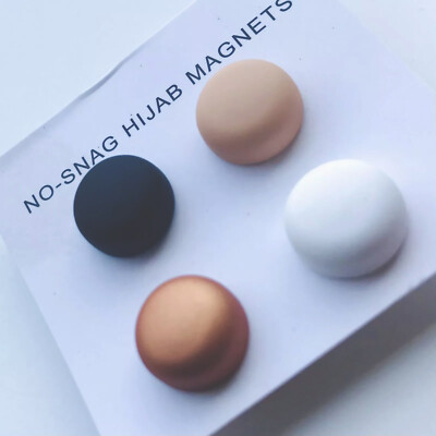 Hijab/Schal Pin Hakenfrei Magnet Extra Stark 4 Paar Schwarz Weiß Bronze & Nude