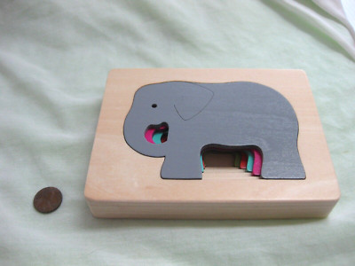Pottery Barn Kids PBK Wooden Multi Layer & Color Stacking Elephant Puzzle