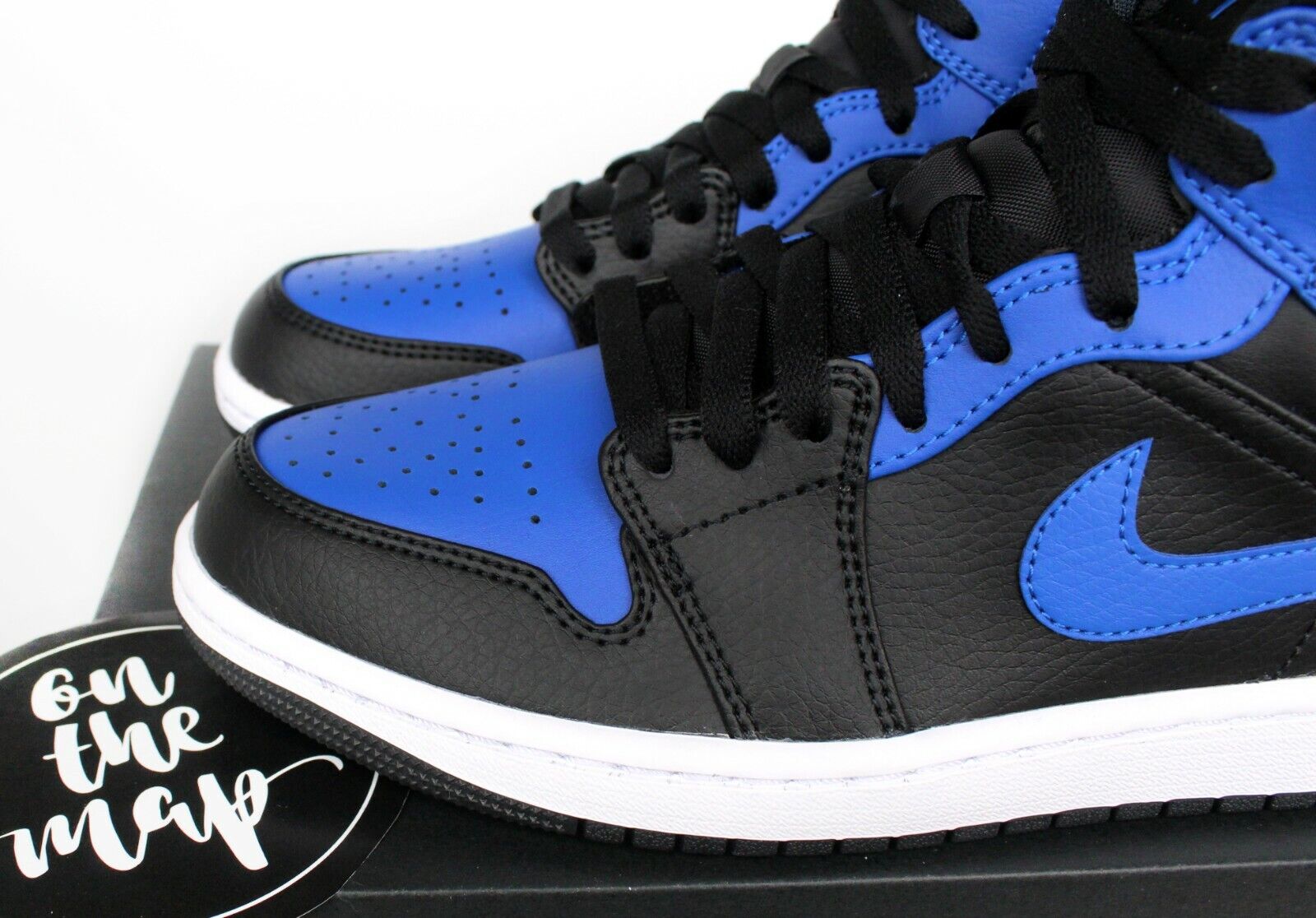 Nike Air Jordan 1 Retro Mid Black Hyper Royal Blue White UK 3 4 5 6 7 US New Nike Air Jordan 1 Retro Mid Black Hyper Royal Blue White UK 3 4 5 6 7 US New