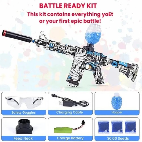 Pistolet à Eau Électrique 10000 Billes Gel Jouet Extérieur Garçon Bleu - Foto 4 di 6