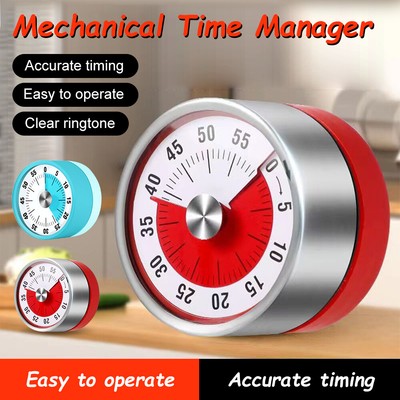 Mechanical Kitchen Timer 60min Countdown Cooking Reminder Visual Magnetic Alarm.