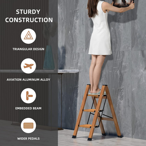 2 Step Ladder, Folding Step Stool with Wide Anti-Slip Pedal, Aluminum Lightweigh - Picture 2 of 6