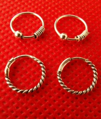 STERLING SILBER 925 2 PAAR CREOLEN FÜR VERSCHIEDENE PIERCINGS l76L14