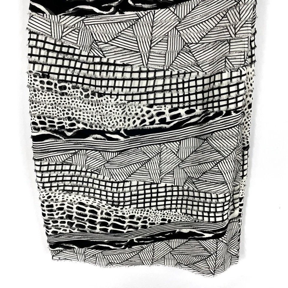 Vestido Vaina Lafayette 148 Seda Sin Mangas Talla 6 Negro Blanco Estampado Mixto Foto 4 de 4