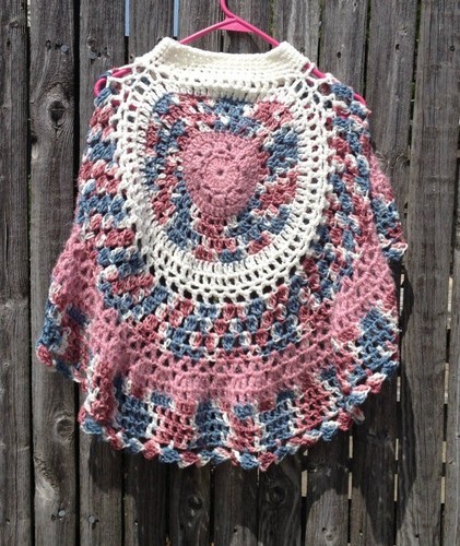 Crochet Poncho For Girl Asymmetric Design Crochet Printed PDF Pattern - Picture 4 of 6