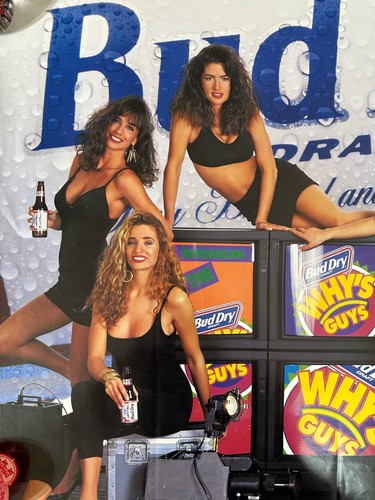 Rare early Pamela Anderson Bud Dry Anheuser-Busch Advertising Poster - Picture 2 of 13