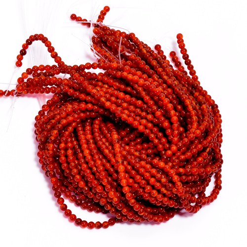 Cuentas lisas de piedra preciosa de ónix rojo natural 4x4,5 mm cadena 15" GB-583 - Imagen 2 de 3