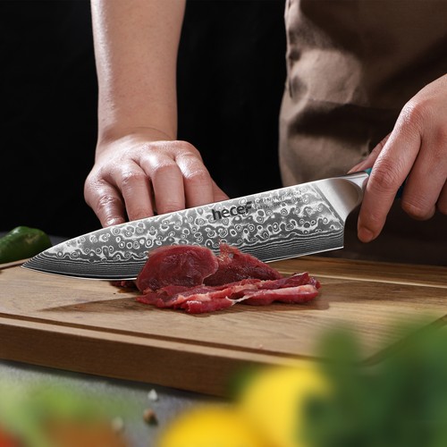 8in Japanese Chef Knife VG10 67 Layers Damascus Kitchen Knife Hammered Blade - Picture 35 of 40