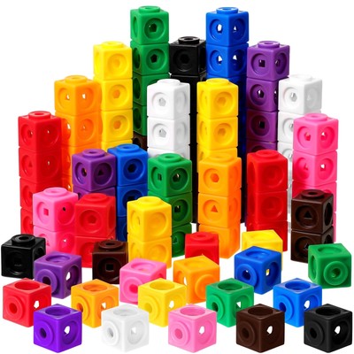 Jenaai 100 Pcs Linking Cubes Plastic Math Cubes Manipulative Counting Blocks ...