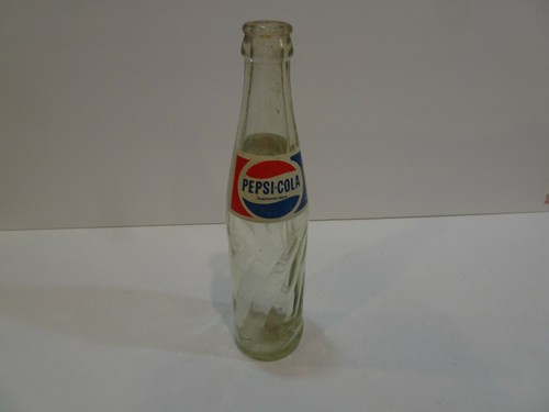 Vintage RARE Foreign Arabic Pepsi Cola Soda Clear Glass Bottle