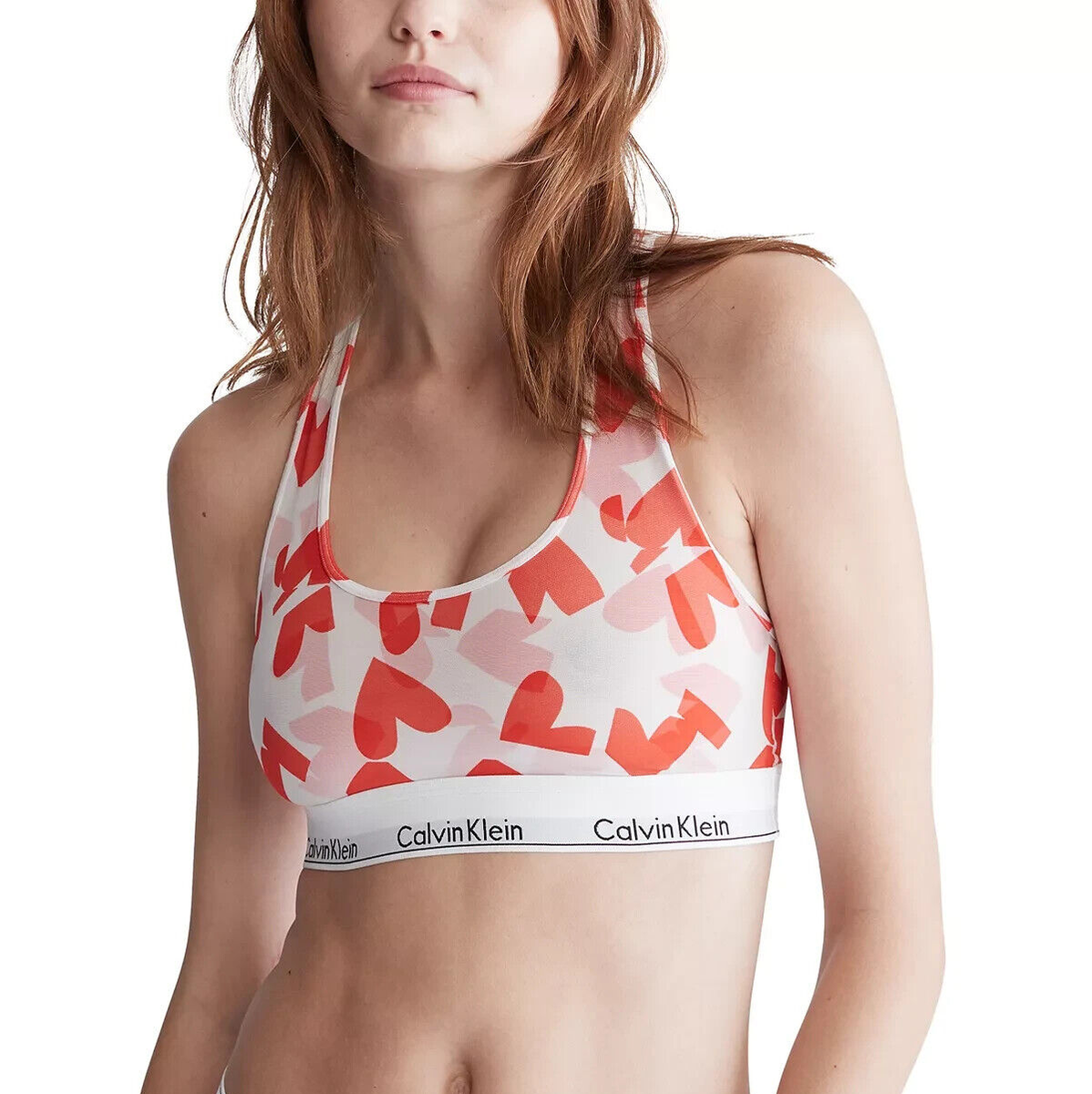 Calvin Klein Women's Modern Bralette, Red Heart Print, XS 30C/32B