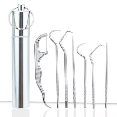 Set Tascabile Portatile Per Stuzzicadenti In Acciaio Inossidabile Kit Di Pulizia Per Stuzzicadenti In Metallo Riutilizzabile Con Supporto Per Picnic A P16309286 - Foto 6